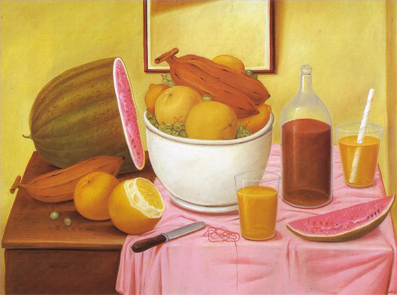 Stillleben mit Orangeade Fernando Botero Ölgemälde